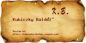 Kubiczky Baldó névjegykártya